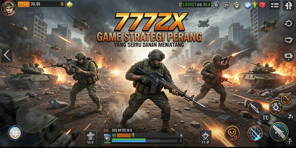 Screenshot utama gameplay memikat dari 777ZX dengan pertempuran strategis.