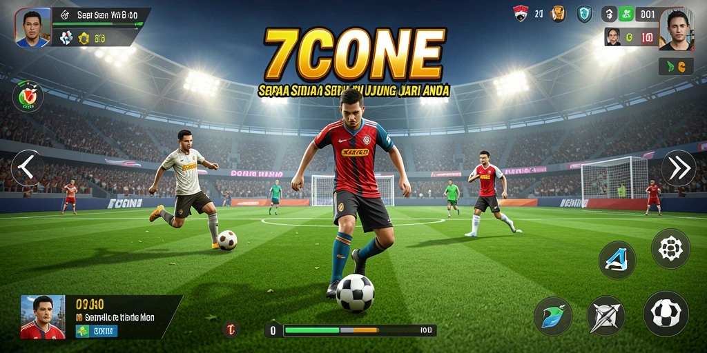Tampilan menarik dari gameplay sepak bola di 7CONE.