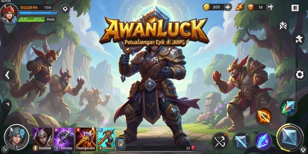 Screenshot gameplay ARPG AWANLUCK yang menunjukkan aksi pertempuran dramatis.