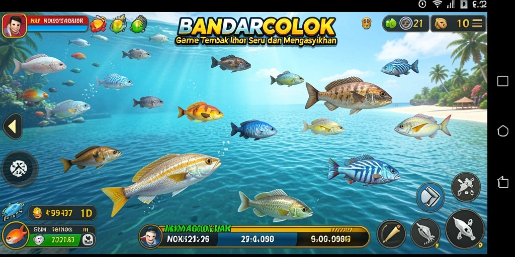Tampilan seru action menembak ikan di BANDARCOLOK.