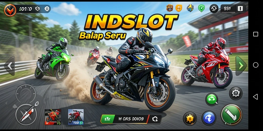 Gameplay mendebarkan dari balapan motor di INDSLOT.