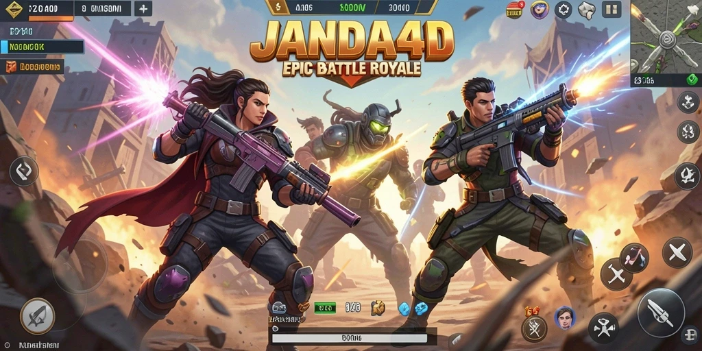 Gameplay seru JANDA4D yang menegangkan di arena Battle Royale.