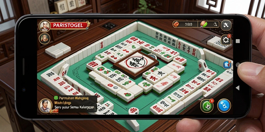 Screenshot menunjukkan pemain menikmati permainan Mahjong yang seru.
