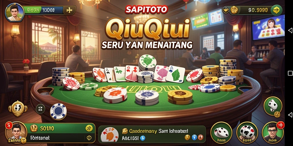 Screenshot gameplay SAPITOTO yang menunjukkan aksi seru QiuQiu.